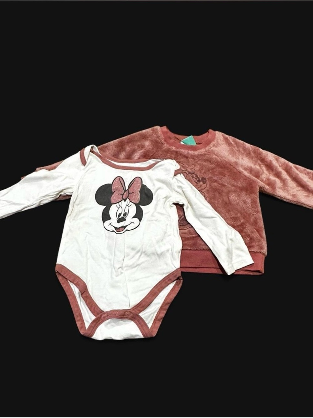 Disney Minnie Mouse White and Dusty Rose Two-Piece One-Piece Set